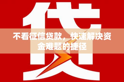 泸西不看征信贷款，快速解决资金难题的捷径