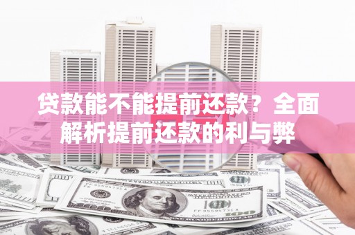 武宣贷款能不能提前还款？全面解析提前还款的利与弊