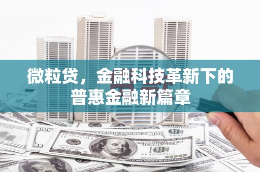 汉川微粒贷，金融科技革新下的普惠金融新篇章